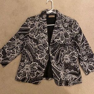 woman’s blazer size 14 black and white pattern